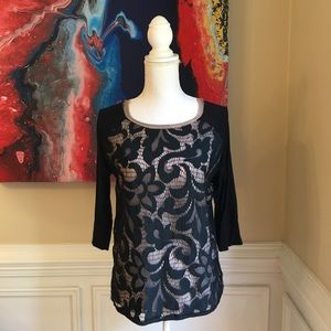 🎉LAST CHANCE🎉 DOLAN T-SHIRT Black & Nude Lace Top